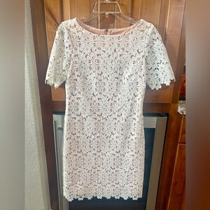 ANTONIO MELANI White Floral Lace Dress with Champaign Lining
